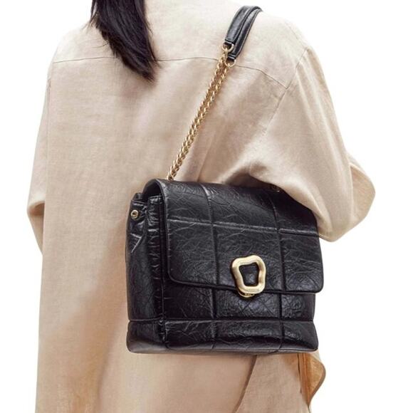 SONGMONT Large Calf Leather Chocolate Bag Onyx Black Luxury Old Money Classic - Picture 3 of 16